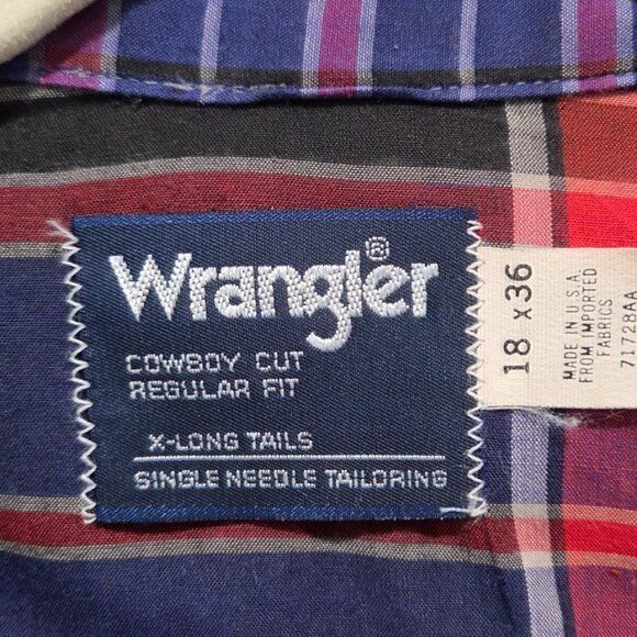 Wrangler Men's Size 18 X 36 Pearl Snap Western Shirt Long Sleeve - Picture 7 of 13